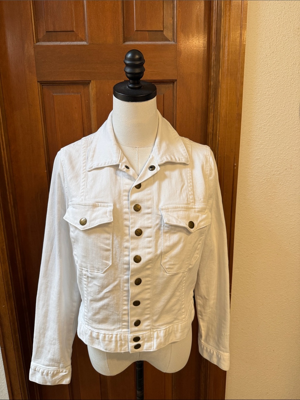 Current/Elliott Classic White Women's Denim Jacket - Button Front Size 3/L